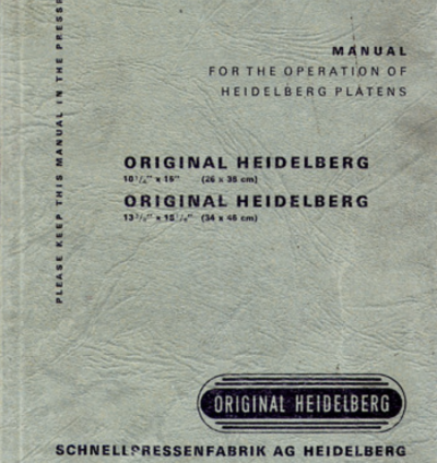 Original Heidelberg Cylinder Supplementary Manual (40x57 cm / 46x57 cm)